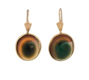 A pair of Australian opeculum shell earrings, set in yellow gold, 19th/20th century, 3cm high