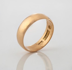 FREDERICK BASSÉ & Co. of Adelaide rare 18ct yellow gold wedding ring, 19th century, stamped "BASSE" with crown mark, ​​​​​​​3.5 grams