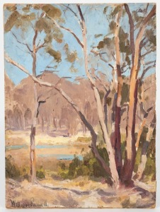 WILLIAM ROWELL (1894-1946), I.) Mount Buffalo Area, II.) untitled landscape, oil on board, one signed "William Rowell", the other with gallery notation verso describing the painting as being from his studio, 40 x 51cm and 31 x 23cm