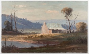 LEON HANSON (1918-2011), untitled old farmhouse, oil on board, signed lower right "Leon Hanson", 31 x 51cm 