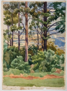 JANIE WILKINSON WHYTE&nbsp;(1869-1959), untitled landscape, watercolour, signed lower right "Janie Wilkinson Whyte", not framed, 53 x 39cm