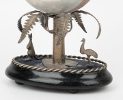 An antique Australian silver plated emu egg ornament (damaged), 19th century, ​​​​​​​22cm high - 3