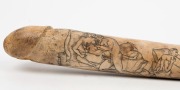 OOSIK (walrus penis) carved as a phallus and engraved with erotic scenes titled "Taming of the Shrew" and "Much Ado About Nothing", 41.5cm long - 2