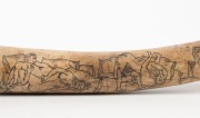 OOSIK (walrus penis) carved as a phallus and engraved with erotic scenes titled "Taming of the Shrew" and "Much Ado About Nothing", 41.5cm long - 3