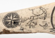 "CHARLES W. MORGAN" impressive scrimshaw carving on false killer whale jaw depicting nautical scenes of whaling, ship's portrait, map and bearing compass, ​​​​​​​53cm long - 3