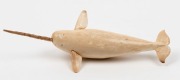 Narwhal statuette, carved whalebone, 12cm long - 3