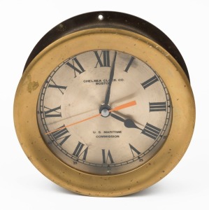 CHELSEA CLOCK CO., BOSTON, U.S. marine commission bulkhead clock, 18cm diameter