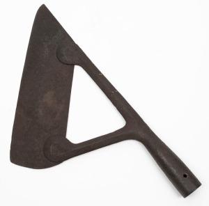 An antique flensing blade of triangular form, 19th century, 41cm long