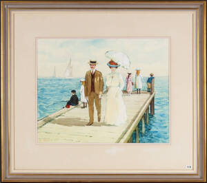 GERRARD GEORGE LANTS (1927-1998):&nbsp;On the Pier,&nbsp;watercolour.&nbsp;41 x 52cm