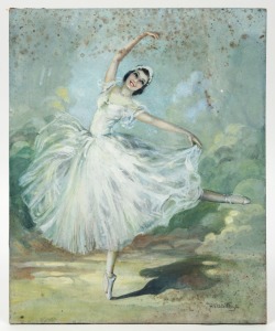 PEG MALTBY&nbsp;(1899-1984)&nbsp; (Ballerina), watercolour and gouache on board, signed lower right, 28 x 23cm&nbsp;