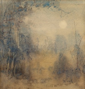 GWENDOLENE PRATT (1917 - 2018), Moondance, watercolour, signed "G. Pratt" lower right, 25 x 25cm; framed 48 x 42cm.