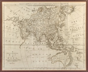 THOMAS BOWEN, "A&nbsp;New & Accurate map of Asia...", copper engraved,&nbsp;c.1779, 34 x 42cm; framed 49 x 56cm overall.