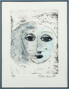 DAVID RANKIN (b.1946) (Lily), hand-coloured etching, marked "A/P", signed "Rankin" and dated '88" in lower margin, 16 x 11cm; framed 43 x 39cm overall.