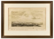 JOHN ADAMSON (?-1841), Melbourne, from the South Side of The Yarra Yarra, 1839, reproduction engraving, titled and signed in margin, further endorsed "Printed from the original plate in an edition of 100, 85/100, June 1969", framed and glazed 42.5cm x 58c - 2