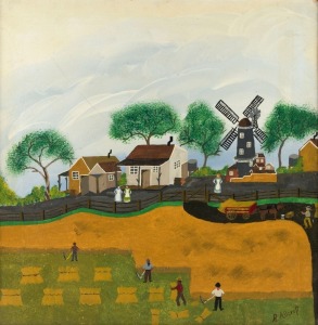 ROBERT ALLCROFT (Australian), (down on the farm), oil on canvas, signed lower right "R. Allcroft", 50 x 481cm, 59 x 57cm overall