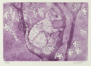 CLIFTON PUGH (1924-1990), ring-tailed possum, etching in colour, 46/75, signed in the lower margin, 17.5 x 25cm, 65 x 71cm overall