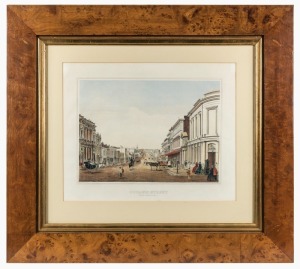 A group of engravings of early Melbourne and Victorian views, hand-coloured, attractively framed and glazed, some with Spencer Scott Sandilands labels verso, (7); each 66 x 74cm.