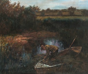 ARTIST UNKNOWN, (rush cutting), oil on canvas, ​​​​​​​50 x 60cm, 73 x 83cm overall