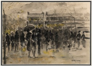 LOIR LUIGI, untitled street scene, watercolour, ​​​​​​​29 x 41cm, 62 x 72cm overall