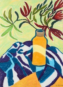 ARTIST UNKNOWN, Still Life III, oil pastel on paper, signed lower right "M.SH. '98", 51 x 37cm, 73 x 58cm overall