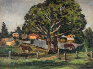 DESIDERIUS ORBAN (1884-1986), untitled farm scene, oil on canvas, signed lower right "Orban", 44 x 59cm, 58 x 72cm overall