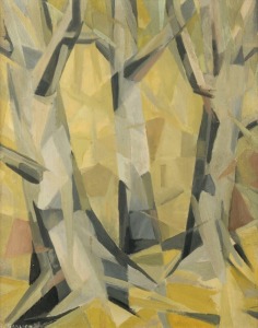 ROSA GARLICK&nbsp;(1914-2003), (untitled abstract landscape), oil on board, signed lower left "R. Garlick", 50 x 40cm, 60 x 50cm overall