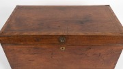 An antique Australian cedar flip-top trunk with string and barber pole cross-banding,&nbsp;moulded plinth base and recessed brass hardware, 19th century, 48.5cm high, 88cm wide, 48.5cm deep - 2