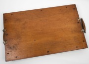 A folk art timber tray with carved horseshoe and floral motif, 19th/20th century,&nbsp; 62cm across the handles - 3
