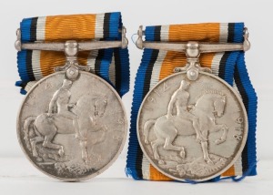 1914-20 British War Medals to Australians: 4839 PTE S.H.T. JOHNSON 4 DEV. CYC. A.I.F., and, 1556 PTE. H.A. JOHNSTONE. 4 - PNR. BN. A.I.F. (2 medals).