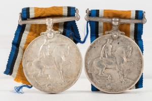 1914-20 British War Medals to Australians: 417 CPL. W. NICHOLSON. 7/BN. A.I.F.; and, J.P. NOONAN. A.B. R.A.N.B. (2 medals). Lance Corporal Walter Nicholson was from Moonee Ponds; 