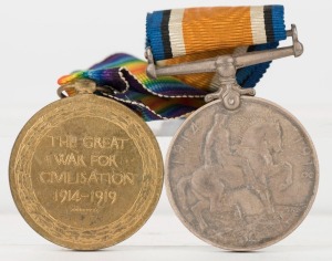 PAIR TO AN AUSTRALIAN: 1914-18 British War Medal and 1919 Victory Medal, named to 5214 SPR. S. GOLDING. 2 TUN. COY A.I.F. (2 medals).