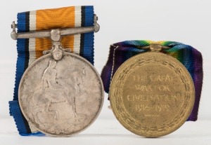PAIR TO AN AUSTRALIAN: 1914-18 British War Medal and 1919 Victory Medal, named to 1289 DVR. J.H. LYONS. 14/BN. A.I.F. (2 medals).