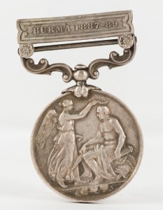 INDIA GENERAL SERVICE MEDAL with BURMA 1887-89 clasp, engraved to 1735 PTE. T. CRONIN 2nd Bn. R. Muns. Fus.