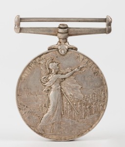 The QUEEN'S SOUTH AFRICA MEDAL engraved to 150 PTE J.H. HAMILTON, QUEENSLAND M.R. John Henry Hamilton was with the Queensland Imperial Bushmen.