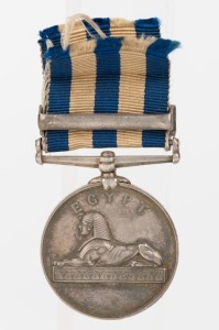 EGYPT MEDAL 1882 - 89: Silver, with undated reverse; name removed; with SUAKIN 1885 clasp.