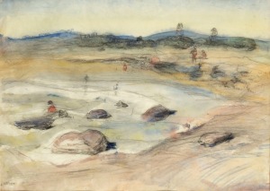 LLOYD FREDRIC REES (1895-1988), Study for "Werri Creek", watercolour, pencil and wash on paper, signed and dated L REES 1973, 44 x 61cm, 65 x 82cm overall. Note: Macquarie Galleries label verso.