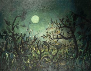 WILLIAM DELAFIELD COOK Jnr (1936-2015), Moonlight, oil on board, signed lower right "Delafield Cook, '57", 70 x 89cm, 80 x 98cm overall