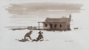 GEORGE RUSSELL (Russell) DRYSDALE (1912-1981), Children Playing, pen, ink and wash on card, signed lower right "Russell Drysdale", 21 x 36cm, 42 x 52cm overall