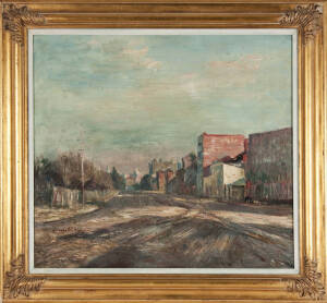 HARALD VIKE (1906-1987):&nbsp;Wellington Parade, Melbourne 1963&nbsp;oil on canvasboard&nbsp;signed 'Harald Vike' lower left.&nbsp;59.5 x 67.5cm