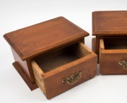 A pair of antique Tasmanian huon pine stud drawers with brass handles, 19th century, 15cm high, 26cm wide, 19cm deep - 2