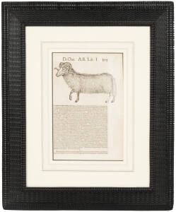 Two framed antique prints of rams; "The Barbary Ram" printed by George Smith [Liverpool]; plus an antique book plate print. 39 x 28cm & 22 x 33cm