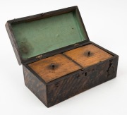 CHRISTCHURCH INTERNATIONAL EXHIBITION 1882 souvenir tea caddy with hand-painted simulated rosewood finish, 10cm high, 22cm wide, 12cm deep - 2