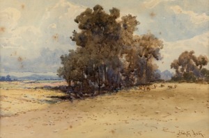 JAMES SWINTON DISTON (1857-1940), (untitled rural scene), watercolour, signed lower right "J. Swinton Diston", ​​​​​​​20 x 30cm, 46 x 55cm overall