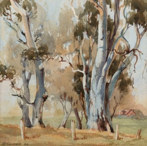 R.E. THOMPSON, (farm scene), watercolour, signed lower left, "R. E. Thompson '46", 31 x 31cm, 52 x 49cm overall