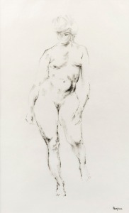 JOHN ROGERS (1928-1997), untitled female nude, oil crayon on paper, signed lower right "Rogers", ​​​​​​​35 x 22cm, 59 x 44cm overall