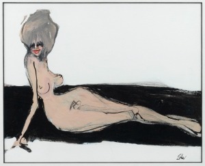 ESTHER ERLICH (1955 - ), I.) Lounge, II.) untitled standing nude, acrylic on canvas board, both signed lower right "Esther", ​​​​​​​20 x 25cm and 25 x 20cm