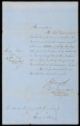 [VAN DIEMEN'S LAND] A CONVICT AT PORT ARTHUR A 'Memorandum' regarding the convict George Boor, written by James Boyd, the Civil Commandment, Port Arthur, July 1860, allowing [ie forgiving] an addition of sixty (60) days to the period he has gained by tas