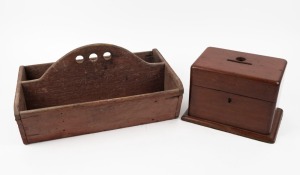 An antique Australian cedar cutlery box, and a cedar ballot box, 19th century, (2 items), the cutlery box 43cm wide