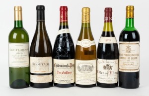 Six assorted bottles of French wine (4 red and 2 white), mixed vintages and condition