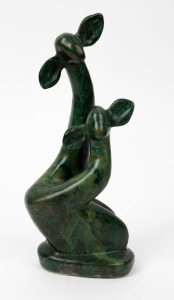 C. UKAMA (Shona-Zimbabwe)  Antelope & young, green stone sculpture, incised "UKAMA" to base, overall height 24.5cm.